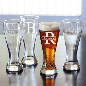 Personalized Engraved Pilsner Glass Set: Groomsman Gift, Father&#39;s Day