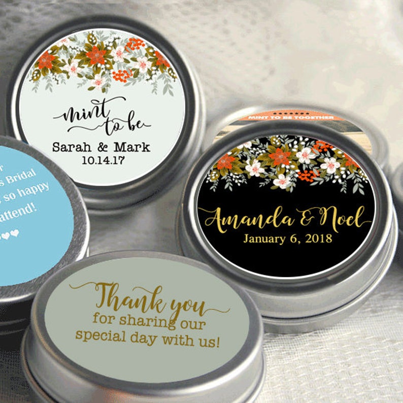 Personalized Tin Mints 24 Wedding Mint Tins Wreath Wedding Etsy