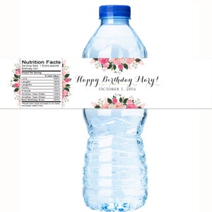 30 Birthday Water Bottle Labels - Floral Bridal Shower Water Bottle Labels - Floral Custom Labels - Birthday Décor