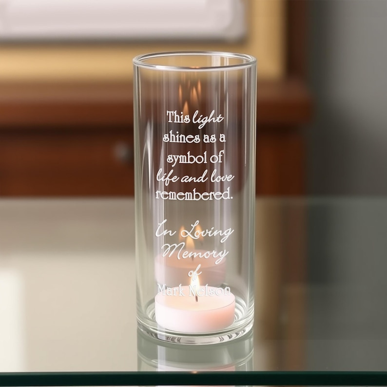 Personalized In Loving Memory Memorial Vase - Floating Wedding Memorial Candle - This light shines as a symbol of life & love remembered