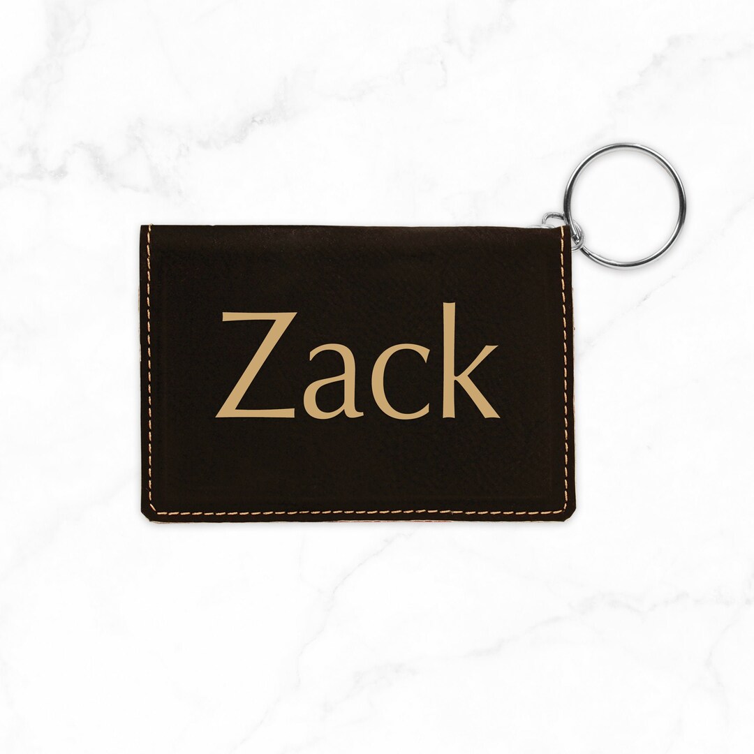 Personalized Leather ID Keychain: Custom Monogrammed Badge Holder - Etsy.de