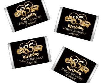 85th Birthday Chocolate Wrappers - Personalized Party Favors