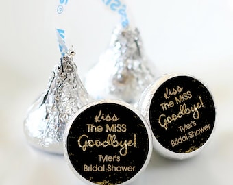 Black and Gold Wedding Kiss Stickers – Bridal Shower Favors (Set of 108)