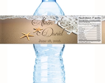 30 Starfish Water Bottle Labels - Beach Water Bottle Labels - Beach Themed - Starfish Wedding - Starfish Labels - Wedding Water Bottle Label