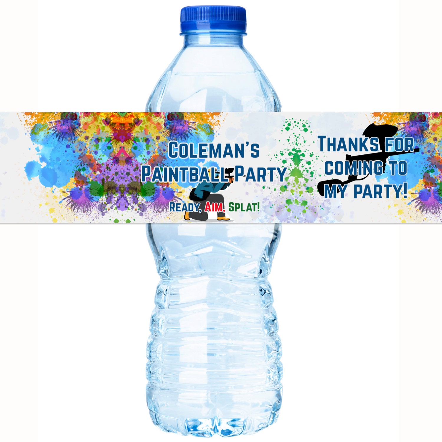 Paintball Birthday Water Bottle Labels 30 Paintball Bottle Wraps Paintball Birthday Labels