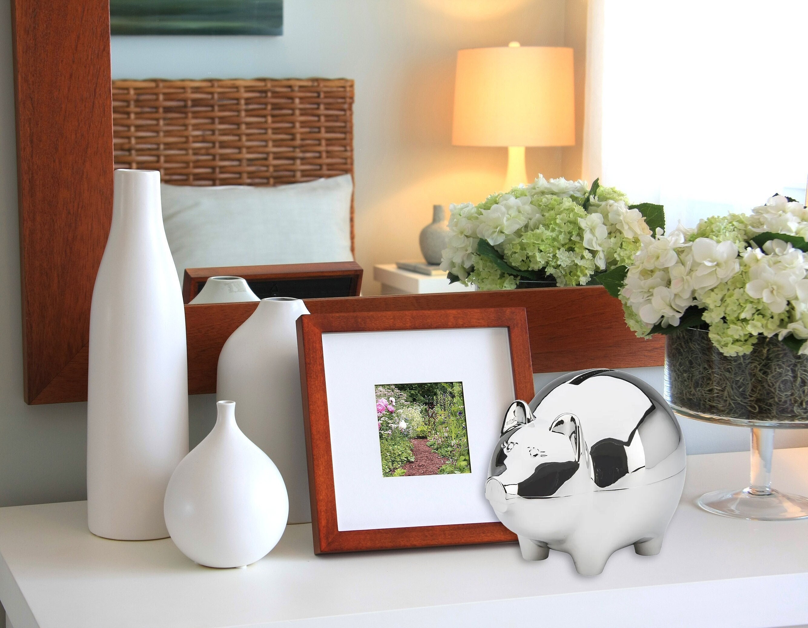 Personalized Polished Nickel Piggy Bank: Engraved Keepsake Gift