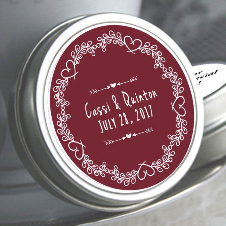 Custom Color Wedding Mint Tins Wedding Heart Wreath Mint Tins Favor Personalized Wedding Mint Tins Wedding Favors Custom Wedding Tins