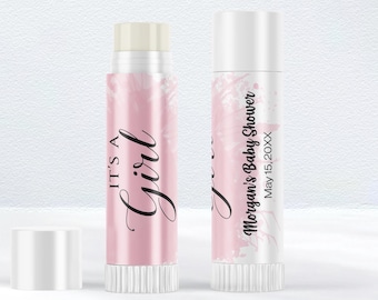 Personalized It's a Girl! Baby Shower Lip Balm Labels