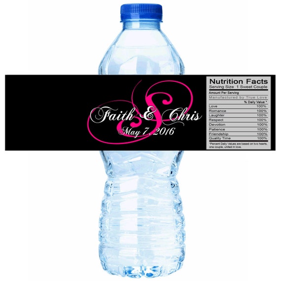 30 Monogram Wedding Water Bottle Labels Script Monogram Labels
