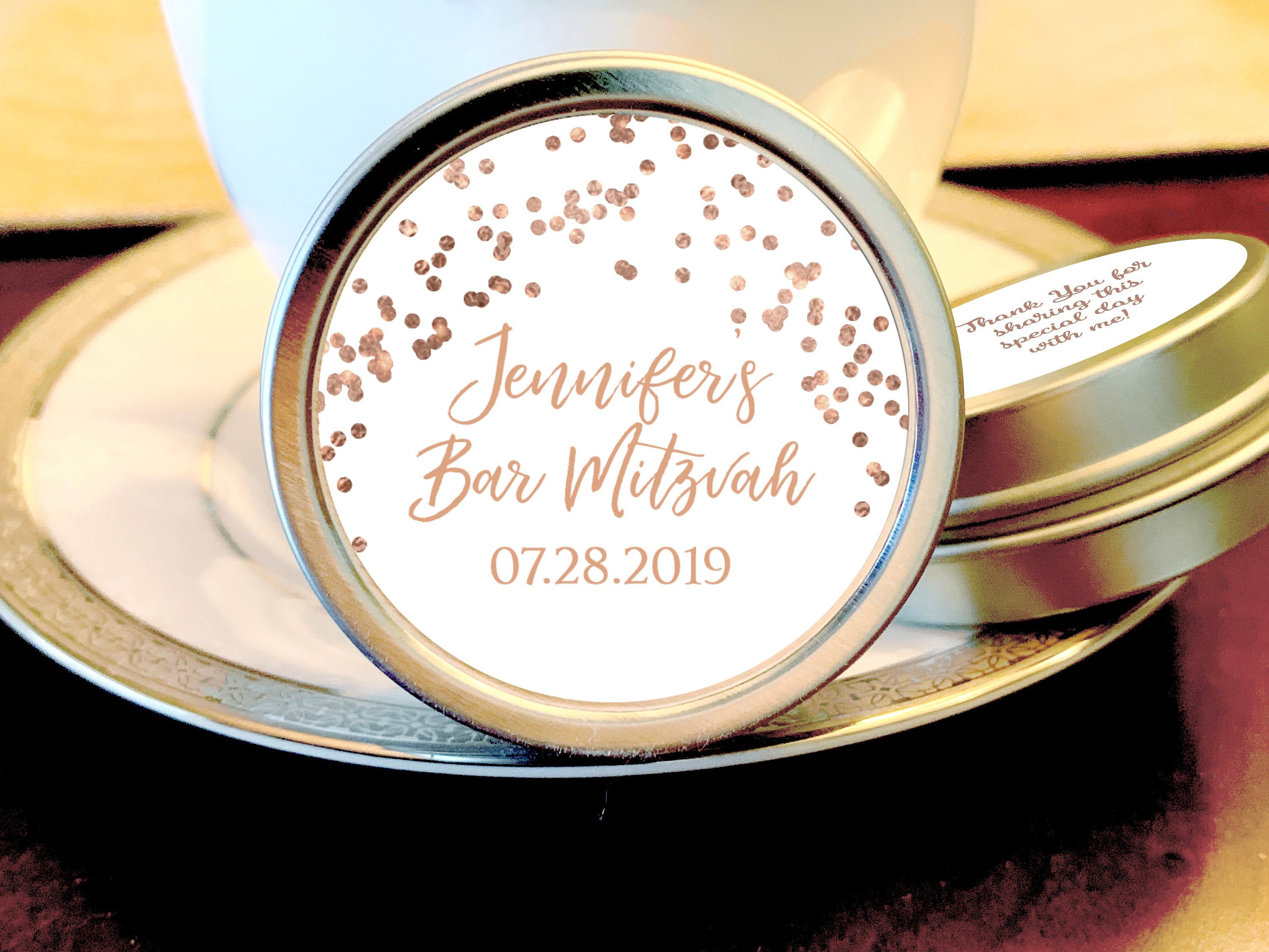 Rose Gold Bat Mitzvah Party Mint Tins Bat Mitzvah Favors Birthday