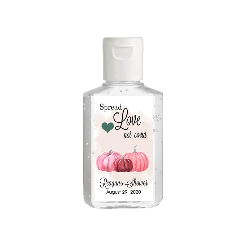Wedding Shower Fall Themed Pink Pumpkin Hand Sanitizer Labels Baby Shower| Bridal Shower Rectangular Labels