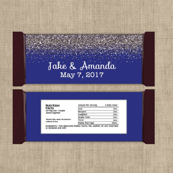 Royal Blue Wedding Favors, Candy Bar Wrappers, Fall Favors, Party