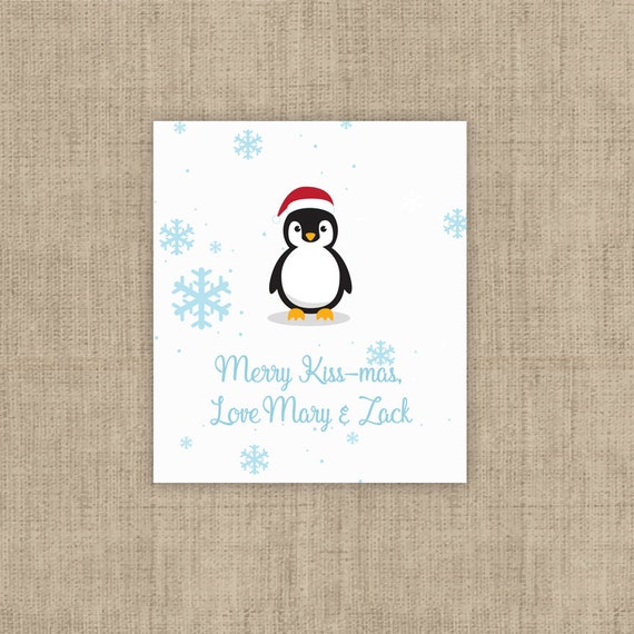 Personalized Lip Balm Labels - Penguin & Snowflakes Lip Balm Labels - 1 Sheet of 12 Lip Balm Labels - Christmas Lip Balm Labels Il_570xn