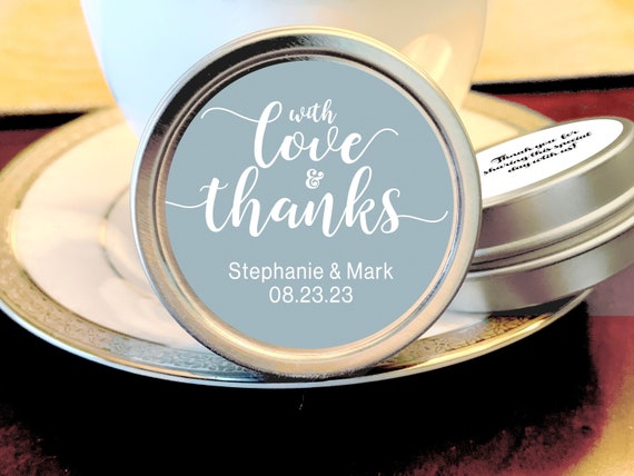 Custom Color With Love and Thanks Wedding Mint Tins Wedding Favors - Personalized Mint Favor ...
