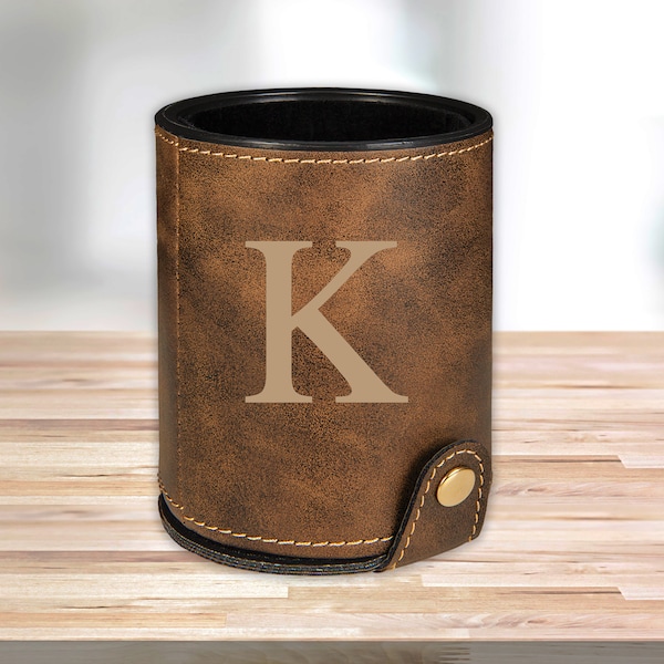 Personalized Leather Dice Cup, Rustic Brown, Groomsmen Dice Cup, Groomsmen Gifts, Gifts for Dad, Husband Gift, Gifts for Him