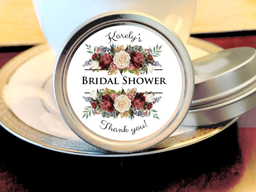 Personalized Burgundy and Ivory Bridal Shower Silver Mint Tin Favors - Etsy