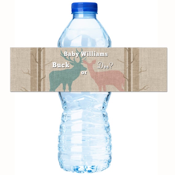 30 Gender Reveal Water Bottle Labels Buck or Doe ? Gender Reveal Baby