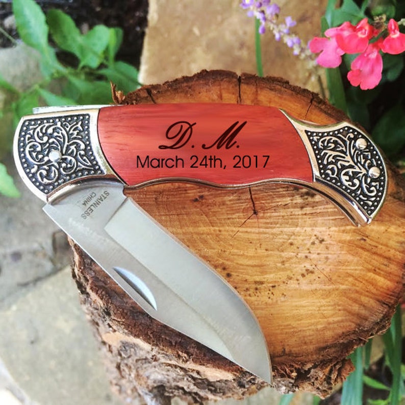 Personalized Hunting Knife, Bridal Party, Camping Knife, Groomsmen Knife, Best Man Knife, Engraved Knives, Dual Sided Engraving image 3