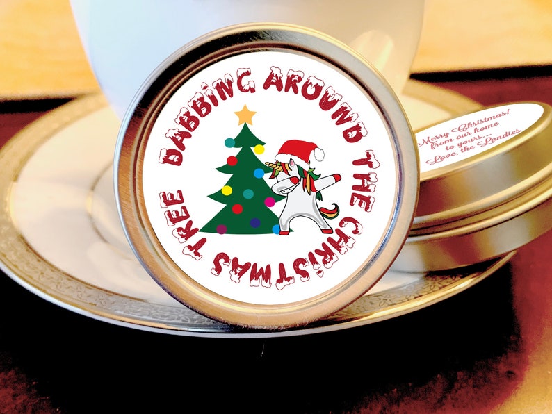 Christmas Favors Unicorn... Dabbing.. Christmas Party Favors Christmas Tin Mints 12 Personalized Christmas Mint Tins Favors