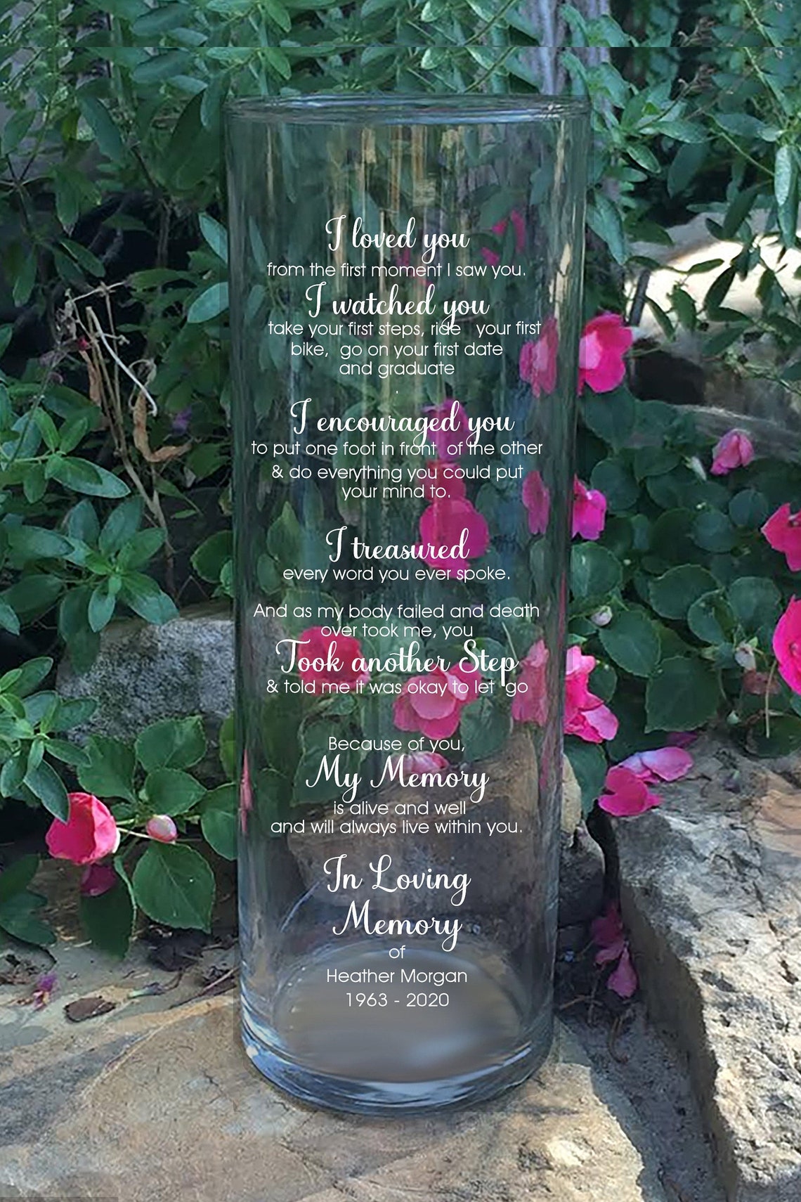 Personalized Memorial Vase in Loving Memory Vase floating Etsy