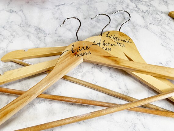 Personalized Bridesmaid Hangers Engraved Wooden Bridal