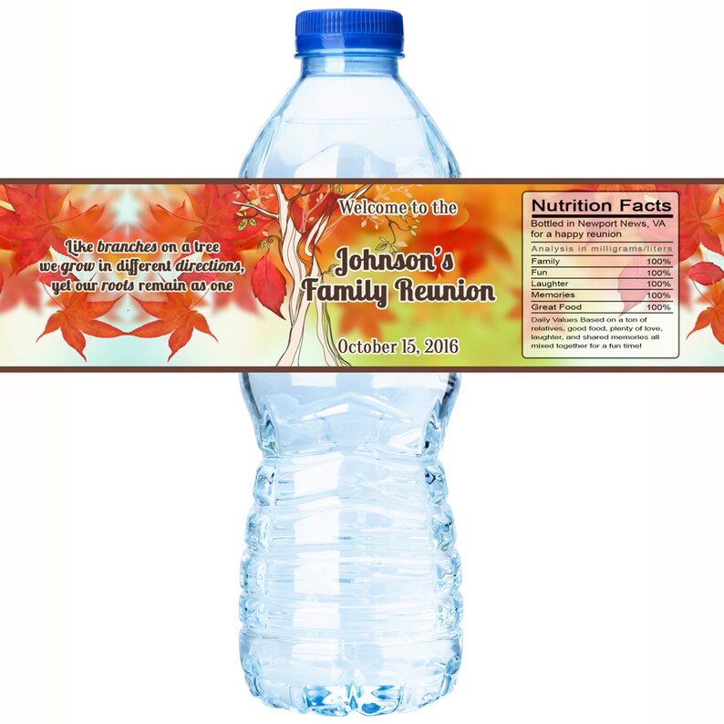 30 Family Reunion Water Bottle Labels Family Reunion Etsy