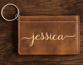 Personalized Leatherette ID Keychain Wallet