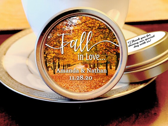 Fall In Love Personalized Wedding Mint Favors Fall Bridal Shower