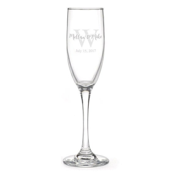 Personalized Wedding Flutes, 1 Single Toasting Flute Engraved Wedding