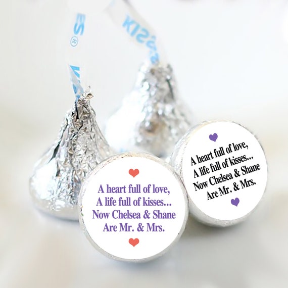 Personalized Color Coordinated Wedding Candy Kiss Stickers Etsy