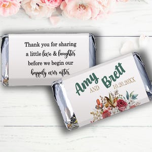 Autumn Rose Wedding Candy Wrappers: Personalized Bridal Shower Favors