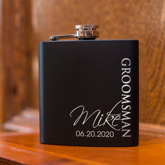 Groomsmen Flasks Black Leather Brown Red Blue Groomsmen Gift Flask Set of 40+ Designs! Personalized Hip Flask Groomsmen Gift Sets