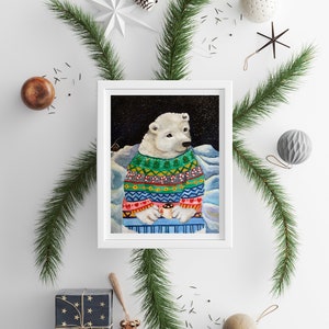 Cocoa Bear printable, holiday artwork, christmas artwork, seasonal decor, bedroom artwork, kids decor