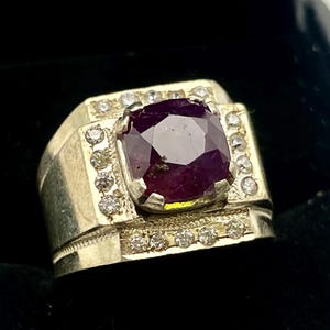 Natural Ruby Men Ring 925 Silver Personalized Father. Husband Gift Unique Stone Jewelry Handmade Ring