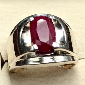 Oval Ruby Men Ring, Handmade Gemstone Ring, Yaqoot Ring, Oval Cut Stone Ring, Ruby Unisex Ring, Ruby Man Rings, Handmade Birthstone Rings