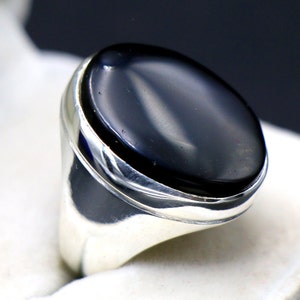 Anel masculino de ágata Aqeeq do Iêmen: cabochão de prata esterlina feito à mão
