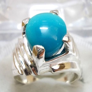 Anillo turquesa para hombre, plata de ley 925, Feroza, joyería artesanal con piedra de nacimiento, joyería Firoza, regalos personalizados para esposo, anillos originales