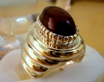 Red Carnelian Agate Mens Rings, Yemeni Aqeeq Ring, Man Handmade Ring, 925 Sterling Silver, Untreated Natural Gemstone, Birthstone Jewelry