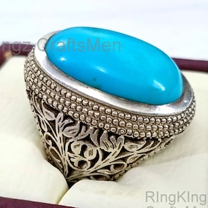 Sterling Silver Turquoise Ring: Artisan Crafted Men&#39;s Jewelry