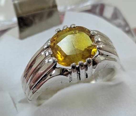 Buy Natural Certified Yellow Sapphire Gemstone Ring, Men Ring Astrological  Gemstone Ring Sterling Silver 925 Handmade Ring Online in India - Etsy