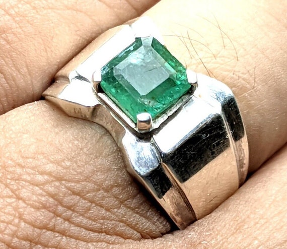 PTM Natural Emerald (Panna) Square Gemstone 3.25 Ratti or 3 carat for Male  & Female 925 Sterling Silver ring Sterling Silver Ring Price in India - Buy  PTM Natural Emerald (Panna) Square