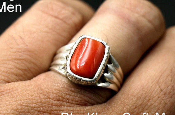 Red Coral Silver Ring Huge Size | Eredi Jovon Venice