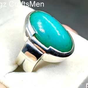 Anillo de turquesa natural para hombre, anillo sabza, anillo hussaini feroza, joyería artesanal con piedra de nacimiento, anillos firoza, anillo de turquesa personalizado