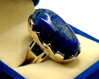 Handmade Lapis Lazuli Ring: 925 Sterling Silver, September Birthstone