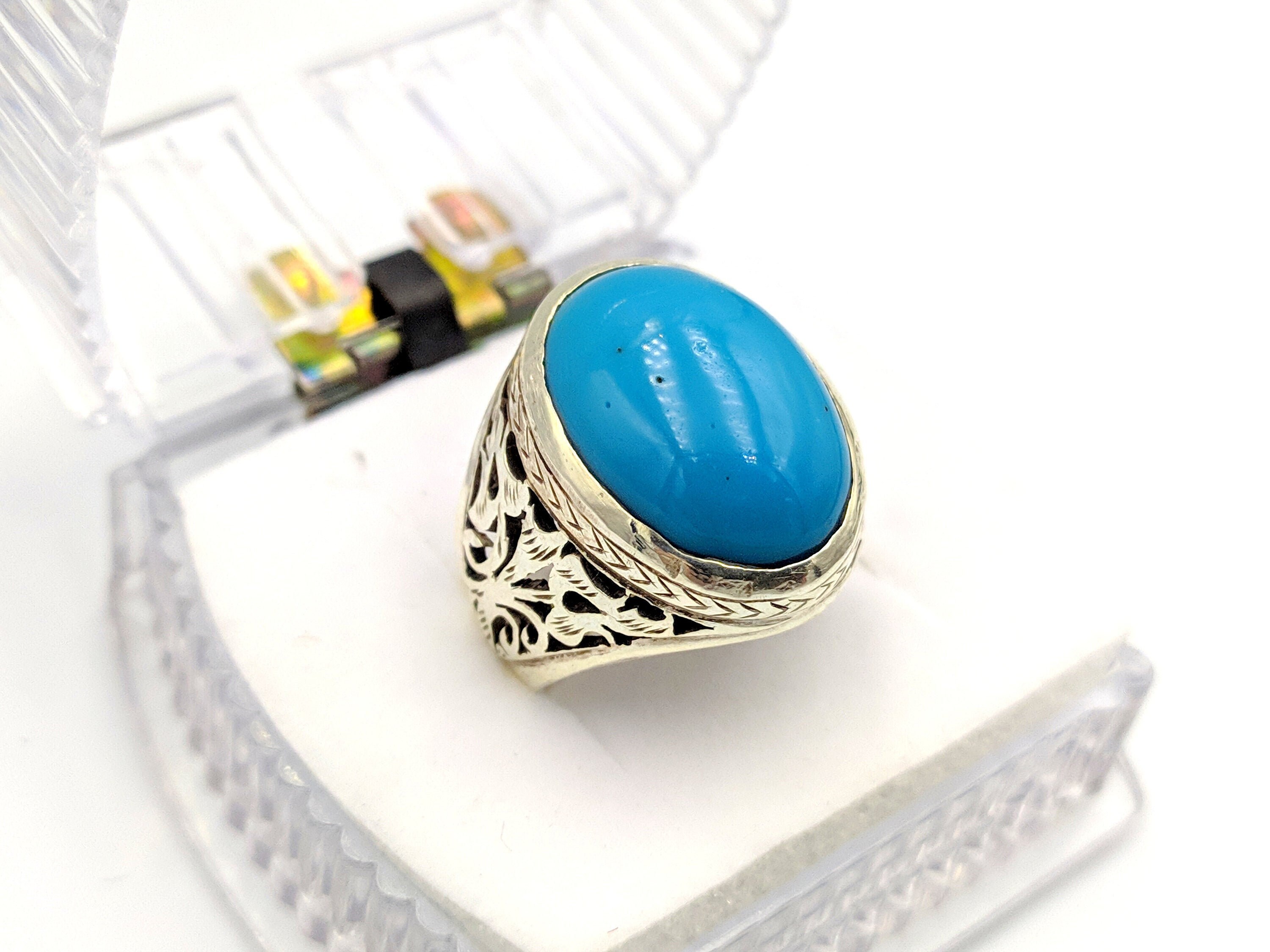 mens ring silver Silver ring Sterling Silver Men Ring natural turquoise mens gift natural turquoise stone mens ring gift