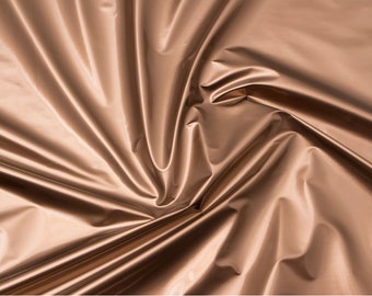 Metallic Bronze Glossy Vinyl Fabric, 4-Way Stretch, 56-Inch Wide, Sold by the Yard