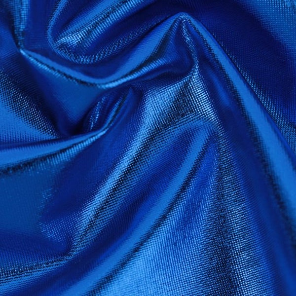 Metallic Foil Spandex: Royal Blue