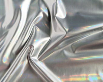 Stretch PVC Fabric: Iridescent Silver