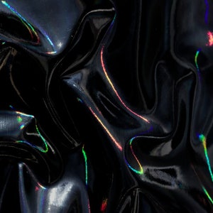 Stretch PVC Fabric: Iridescent Black