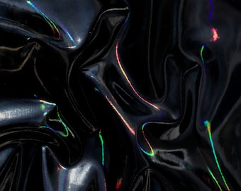 Stretch PVC Fabric: Iridescent Black